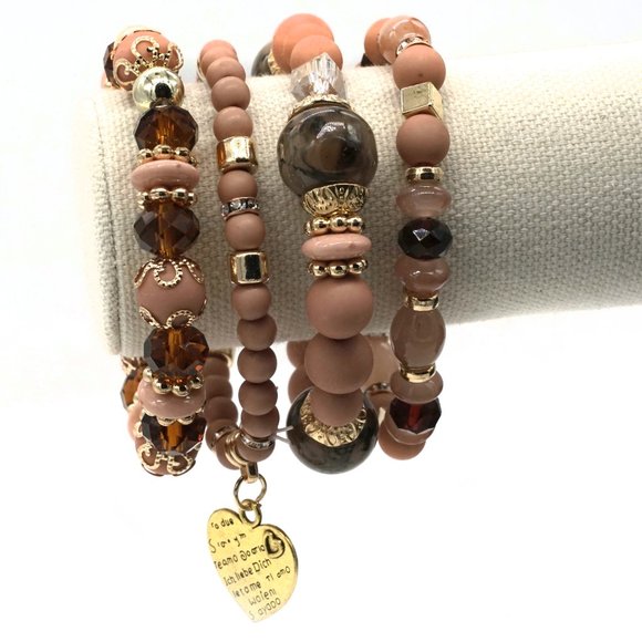 Bracelet 4 Strands with charm and gold accents. - Picture 2 of 3